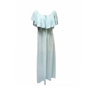 Mid-Century Virginia Wallace Glam Sheer Baby Blue Long Night Gown